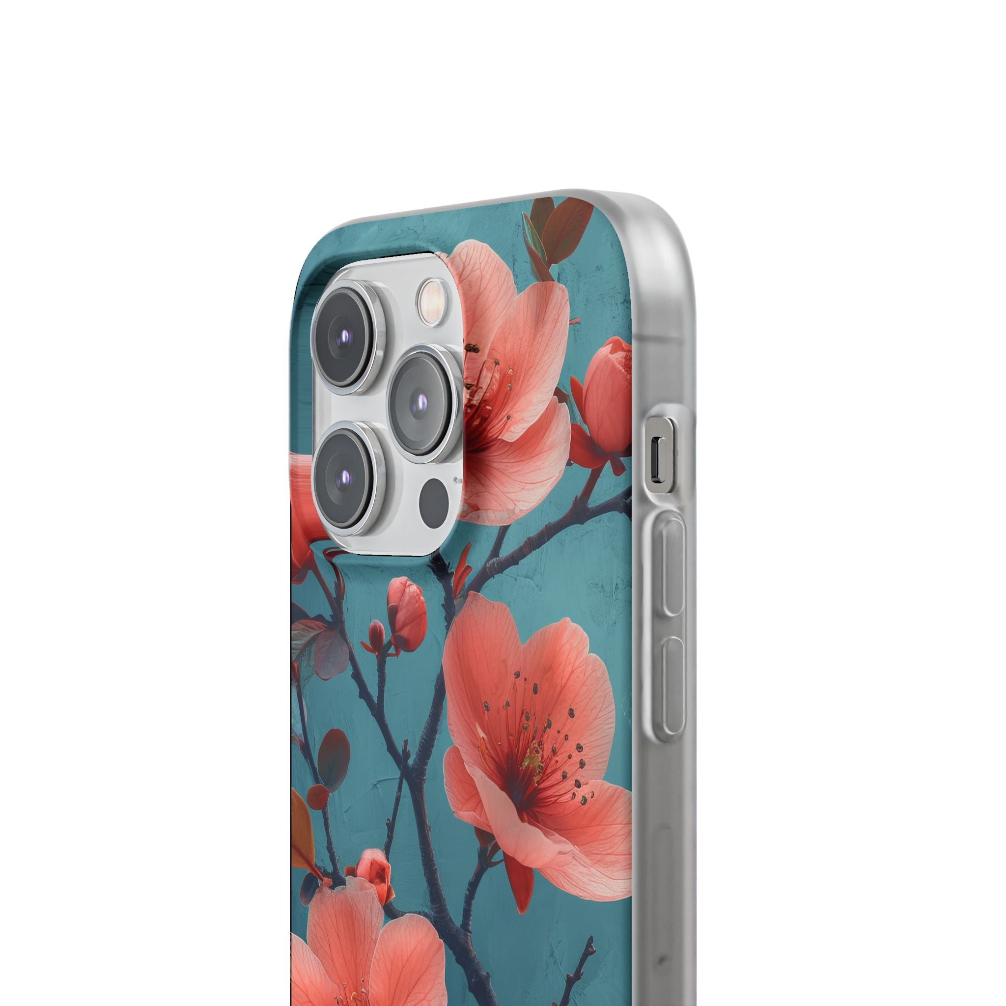 Teal Coral Blossom - Flexi iPhone 14 Phone Case