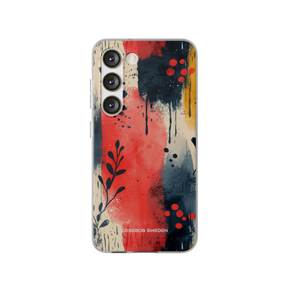 Red Blue Abstract Florals - Flexi Samsung S23 Phone Case