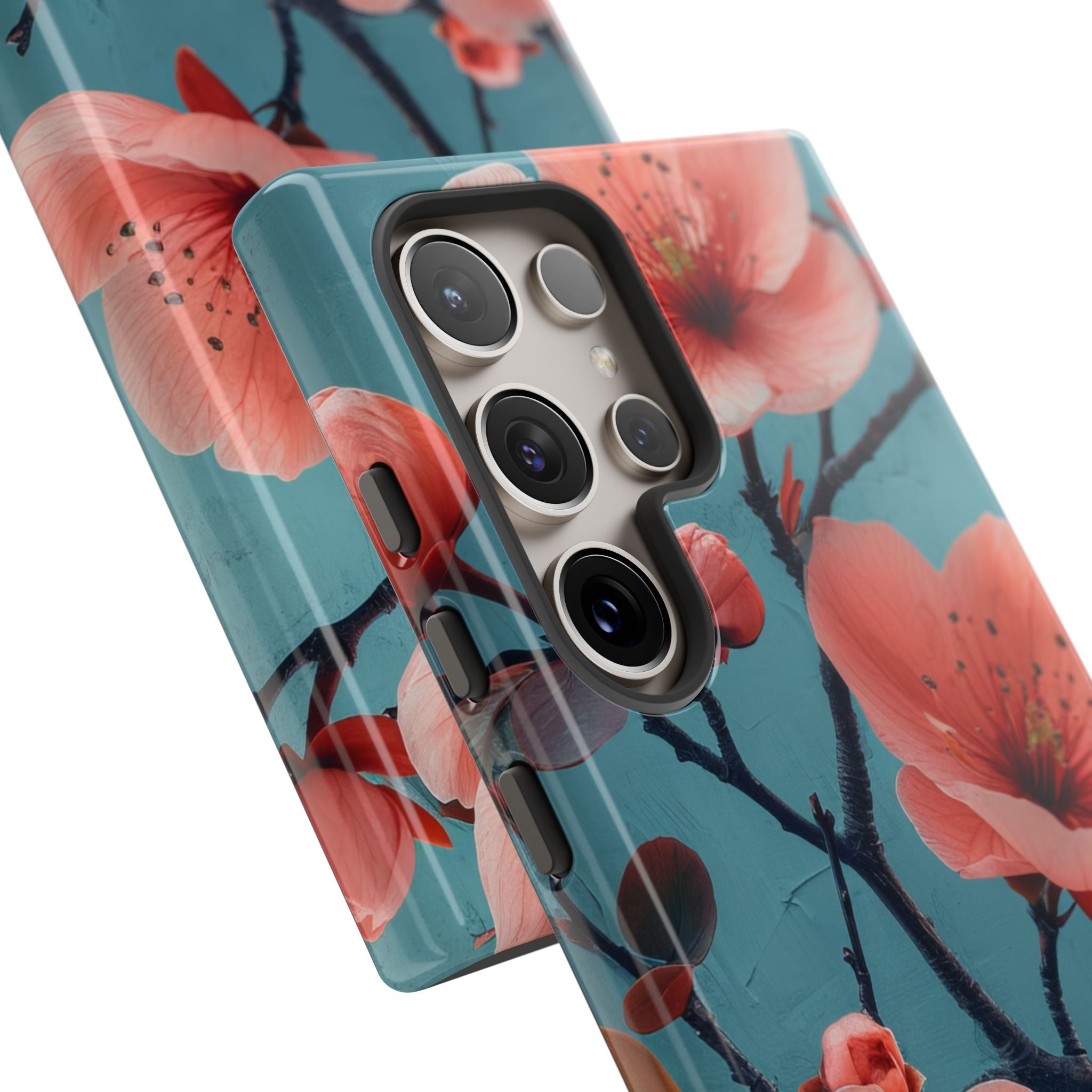 Teal Coral Blossom - Tough Samsung S24 Phone Case