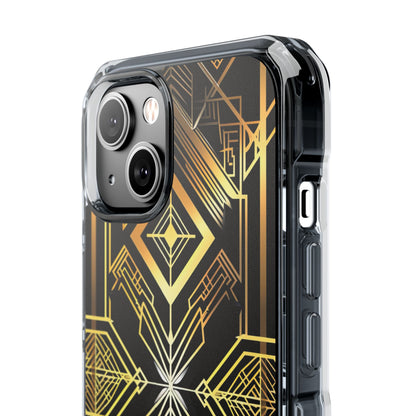 Golden Geometric Opulence iPhone 14 - Clear Impact Phone Case