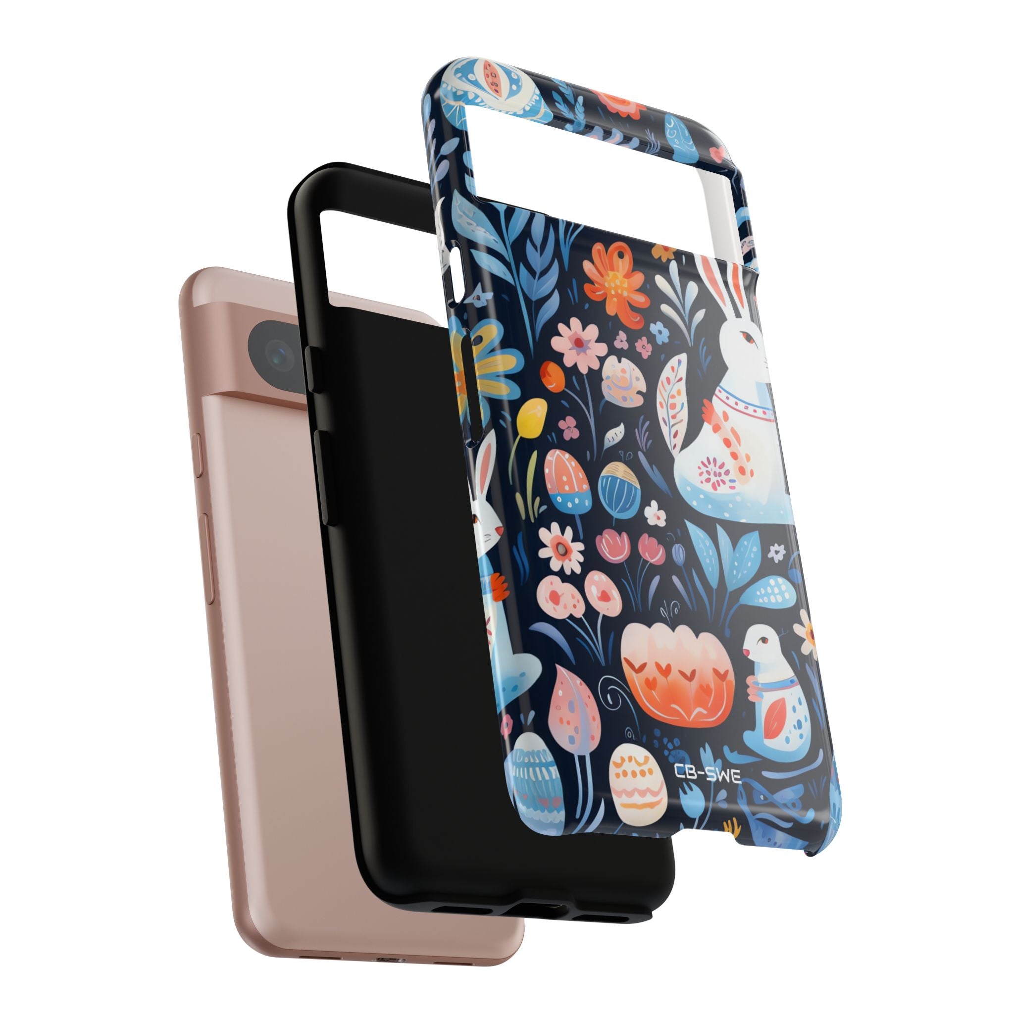Bunnies Play Among Flowers - Google Pixel Case