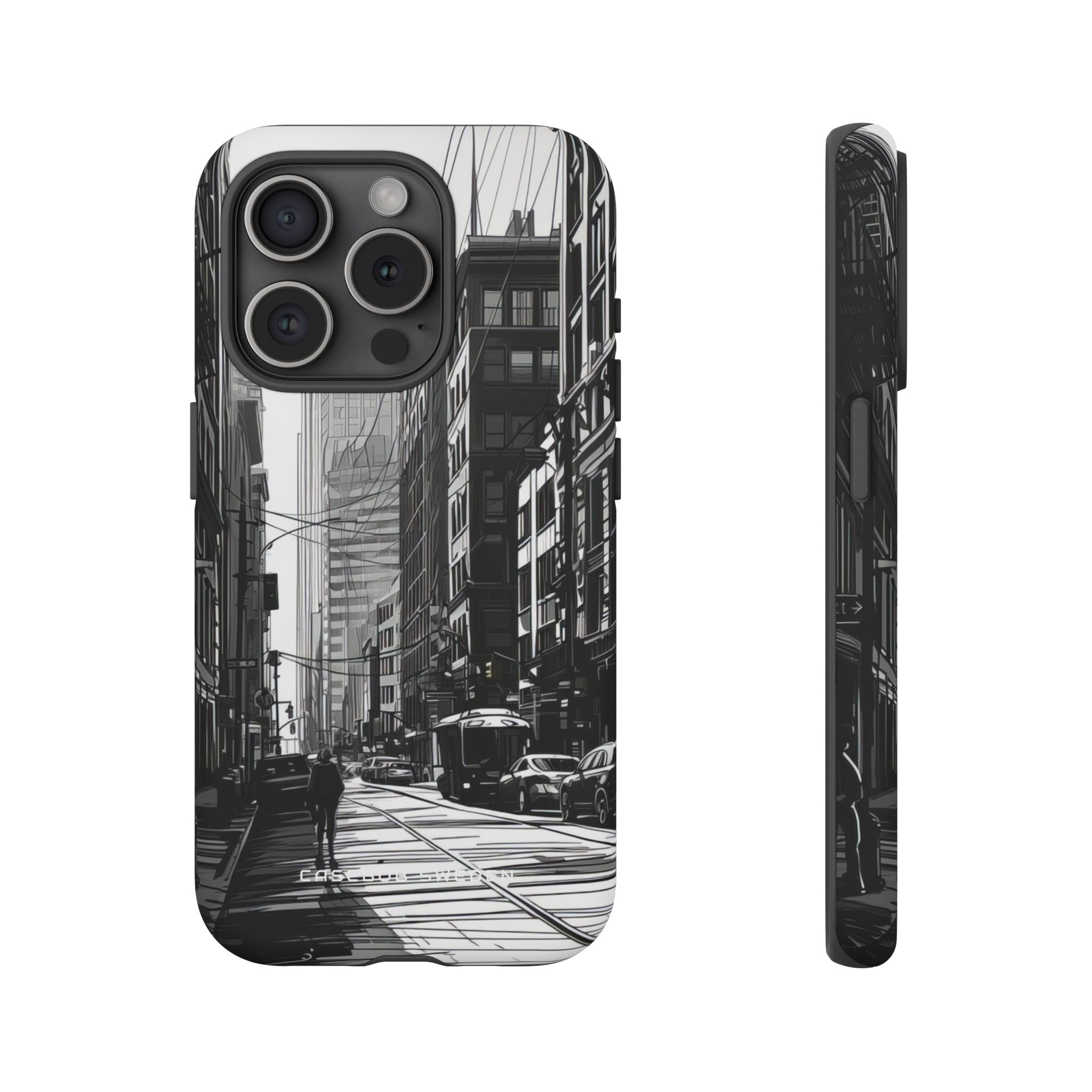 Urban Cityscape Line Perspective iPhone 15 - Tough Phone Case