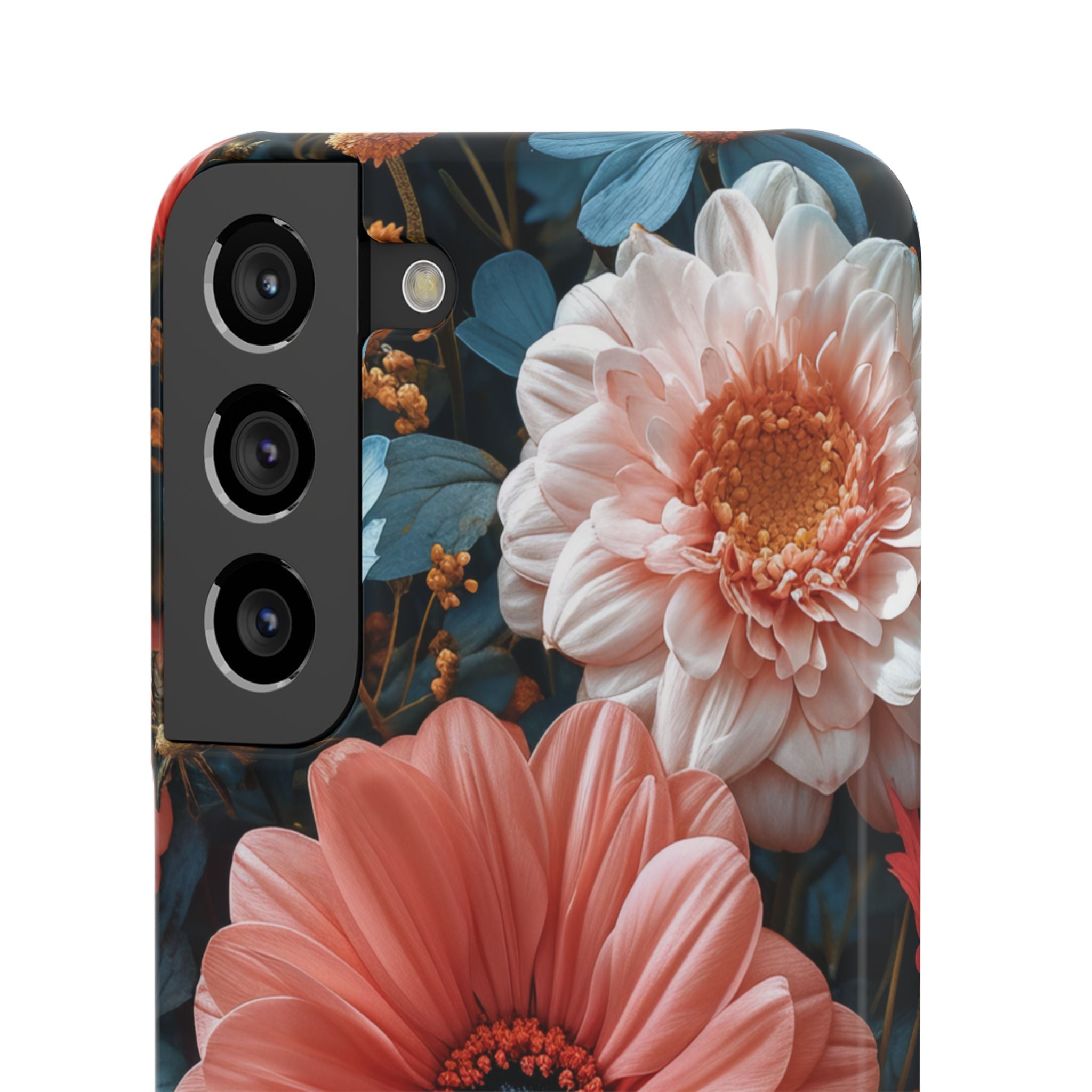 Coral Teal Blooms - Slim Samsung S22 Phone Case