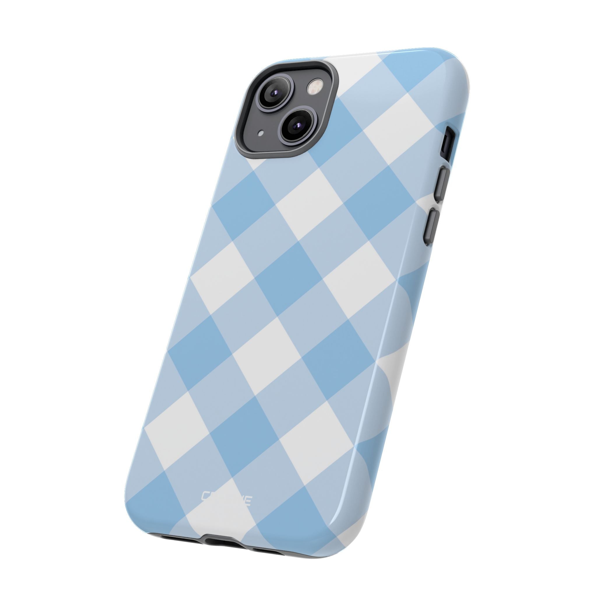 Soft Blue Gingham Elegance - iPhone Case