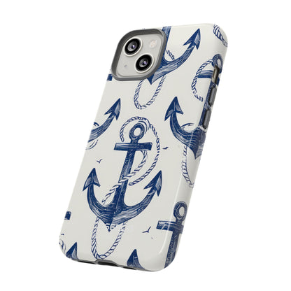 Navy Anchor Tapestry iPhone 14 - Tough
