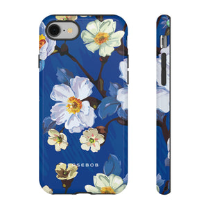 Elegante Blume auf blauem iPhone Fall | Hart