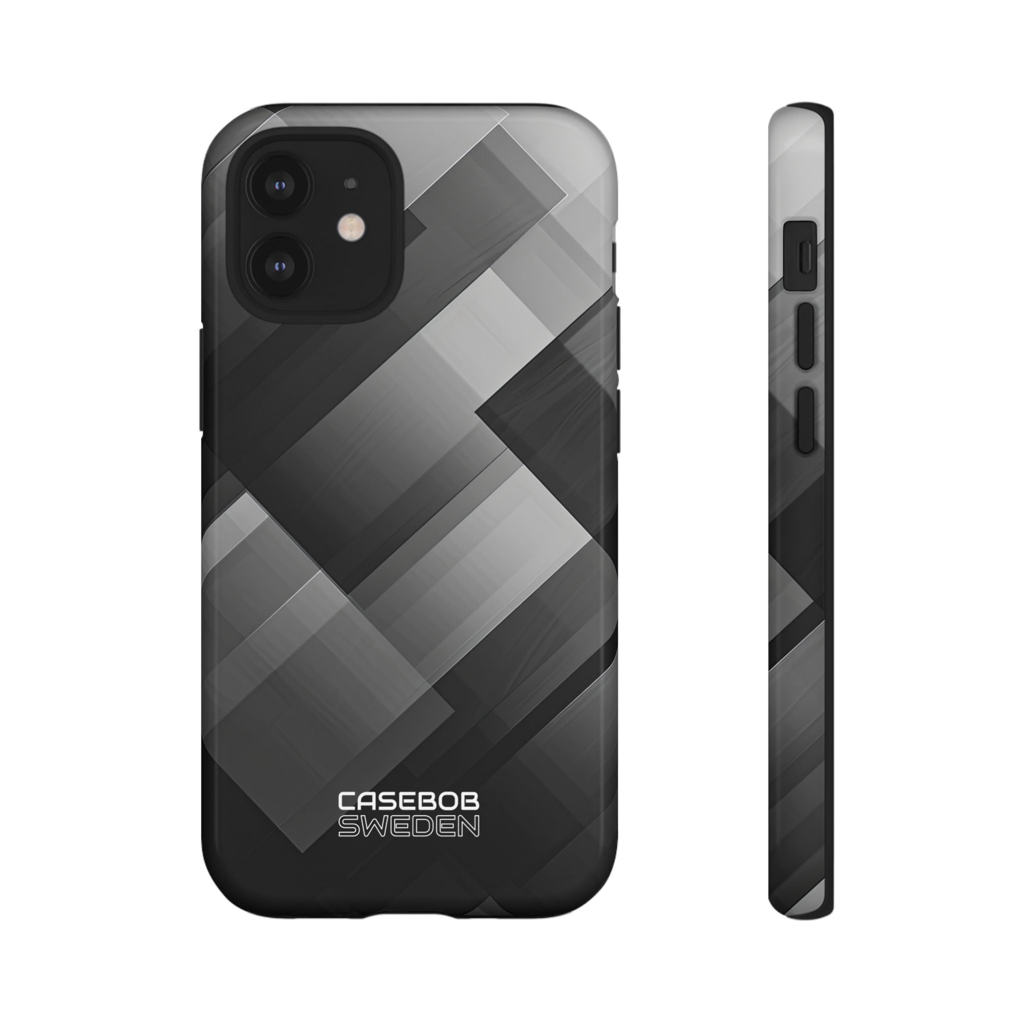 Grayscale Geometric Layers iPhone 12 - Tough