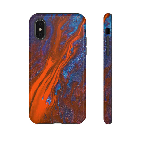 Orange Spikes Ink Art iPhone Case (Protective) iPhone XS Glossy Phone Case