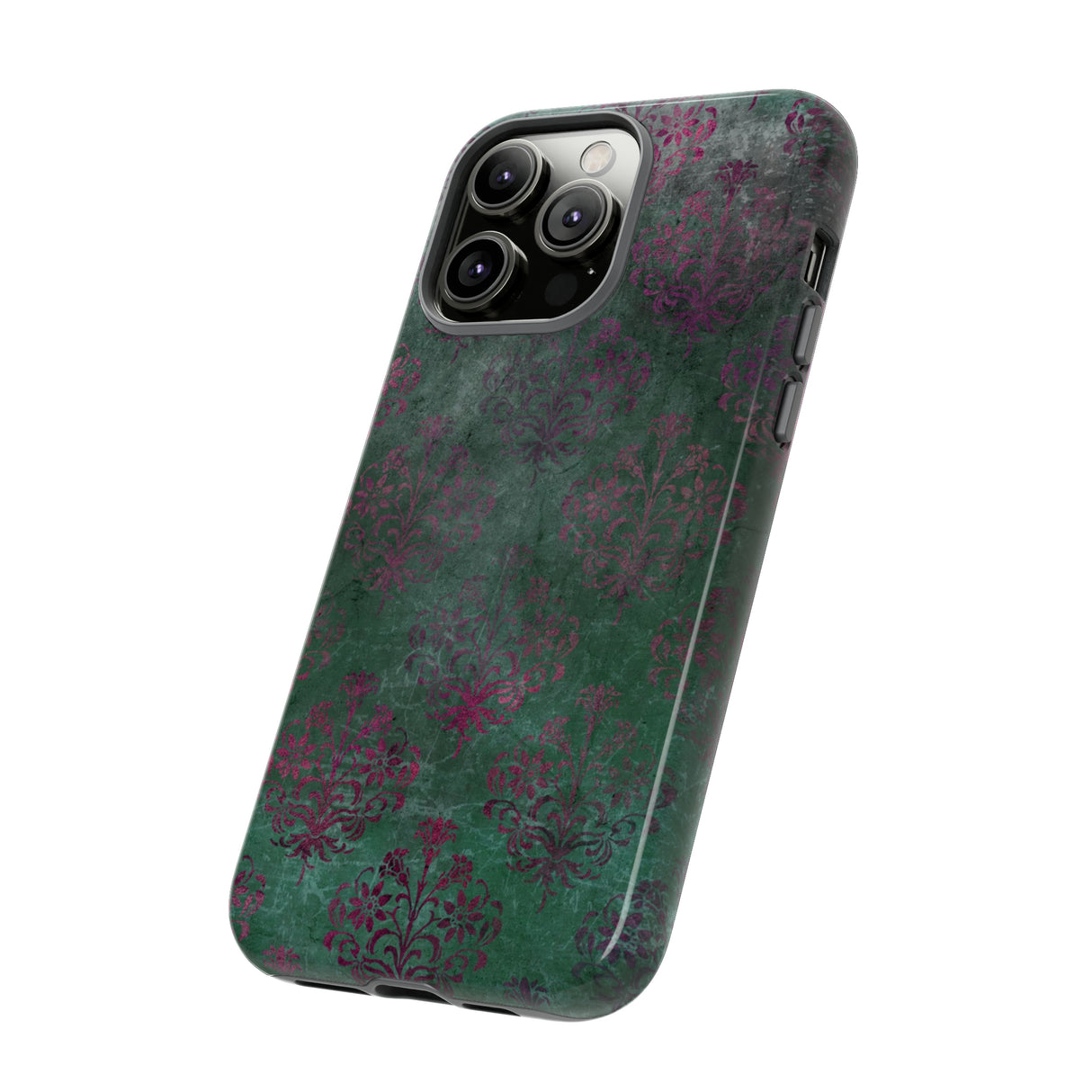 Green Damask Gothic Flower - Protective Phone Case