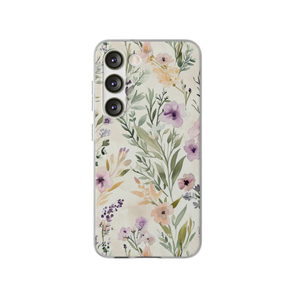 Soft Green Lavender Floral Pattern - Flexi Samsung S23 Phone Case