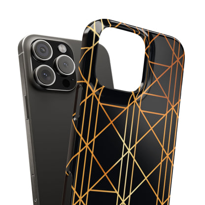 Golden Geometric Elegance iPhone 16 - Slim Phone Case