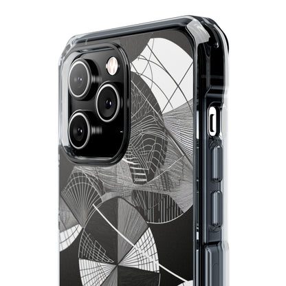 Monochrome Circle Maze iPhone 14 - Impact Clear+