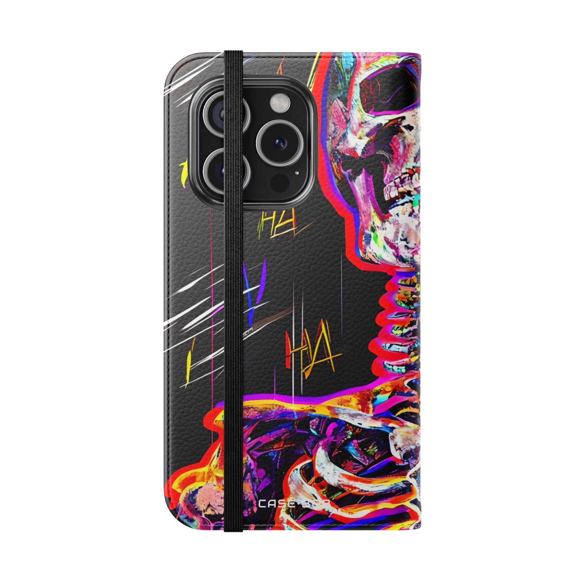 Neon Skeleton Laughter - iPhone 15 Pro Case - Wallet