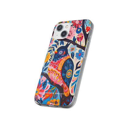 Whimsical Vintage Owl with Floral Charm iPhone 14 - Flexi Phone Case