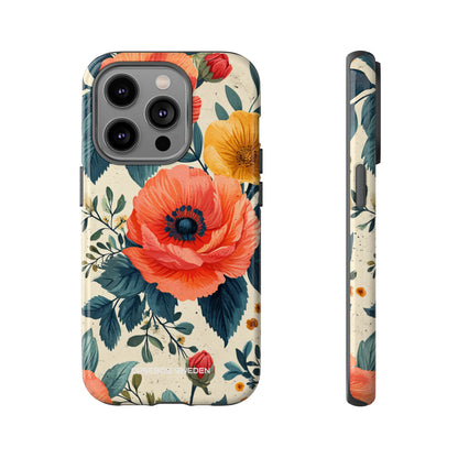 Vibrant Botanical Poppies - Tough iPhone 14 Phone Case