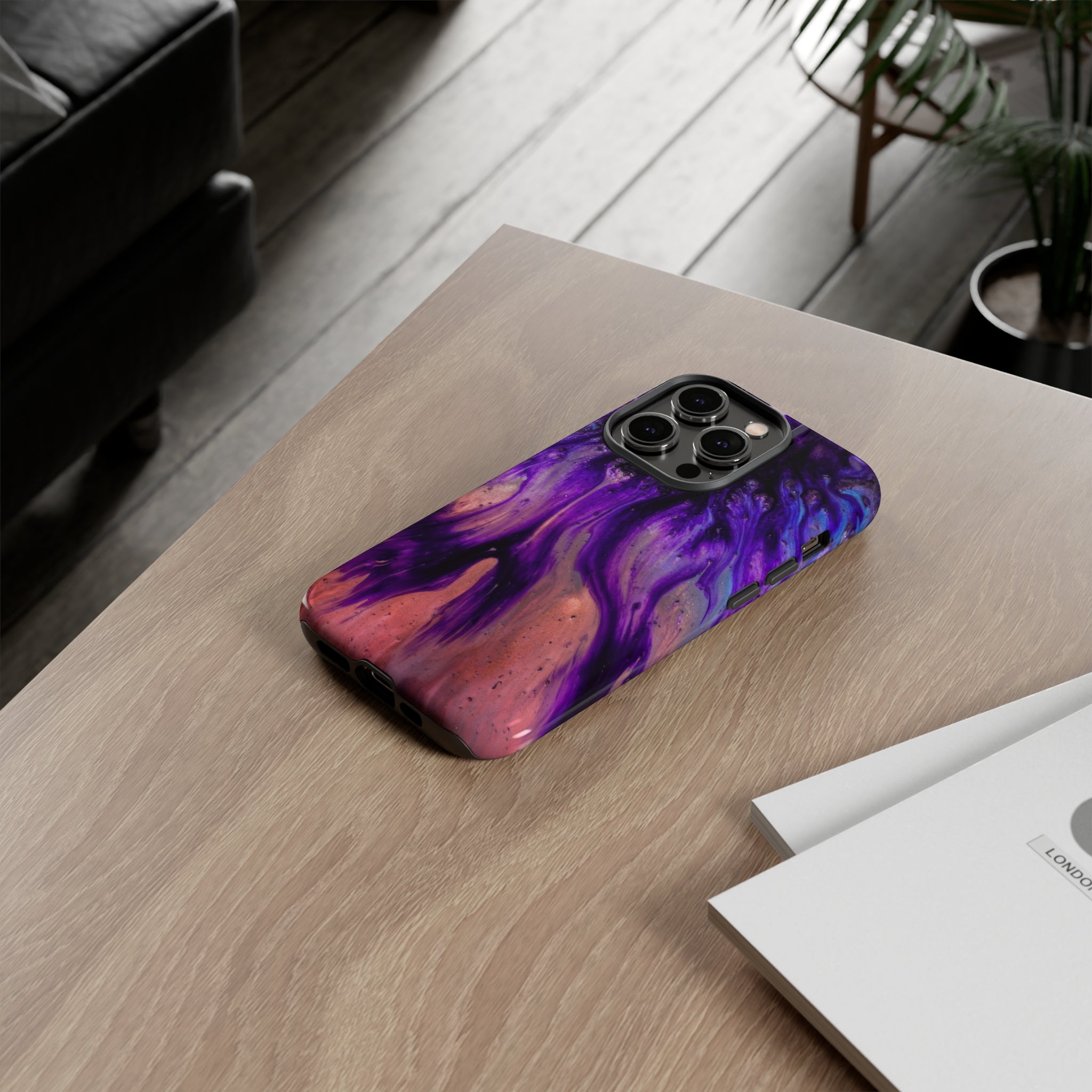 Purple Flow Ink Art iPhone Case (Protective) Phone Case