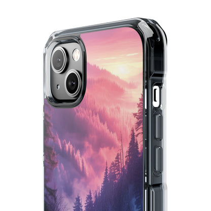 Misty Forest Serenity - Clear Impact iPhone 14 Phone Case