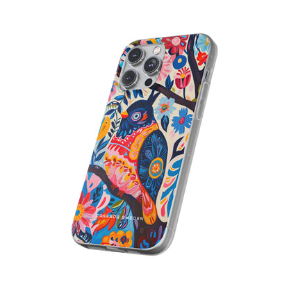 Whimsical Vintage Owl with Floral Charm iPhone 14 - Flexi Phone Case