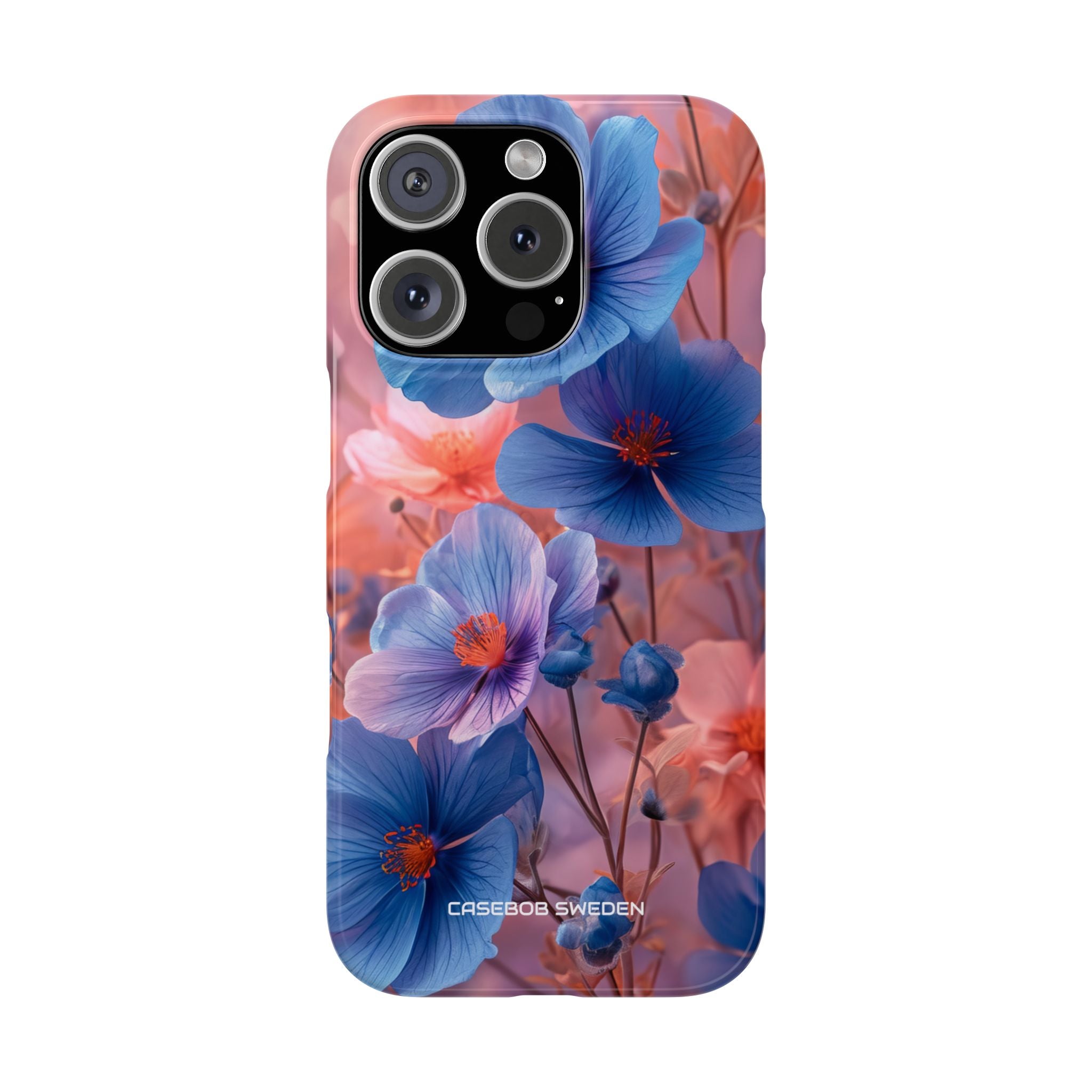 Blue Peach Blossoms - Slim iPhone 16 Phone Case