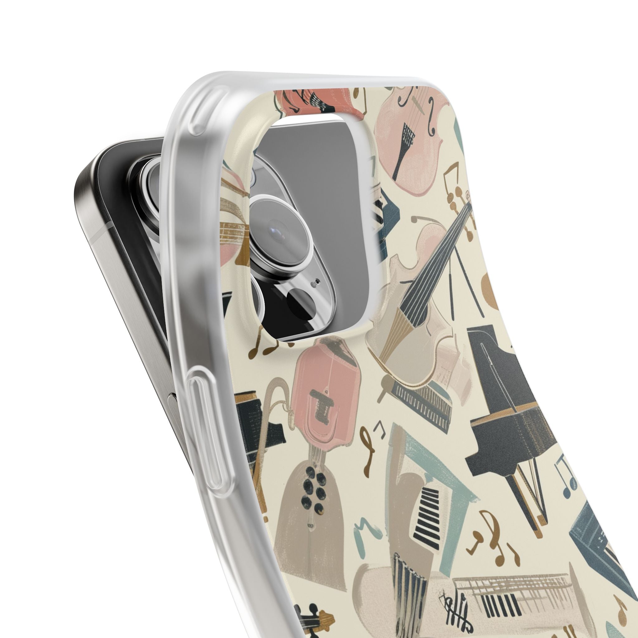 Beige Musical Instruments Pattern - Flexi iPhone 16 Phone Case