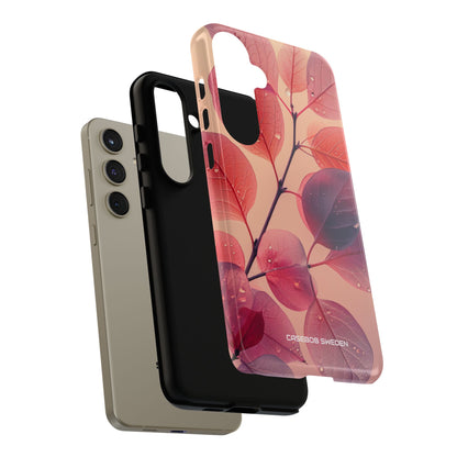 Pink Serenity Leaf Design - Tough Samsung S24 Phone Case