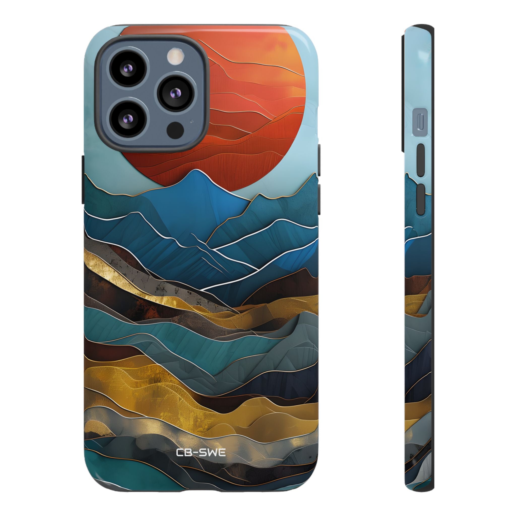 Sunset Geometry Waves - iPhone Case
