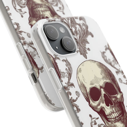 Gothic Skulls and Ornate Foliage iPhone 15 - Flexi Phone Case