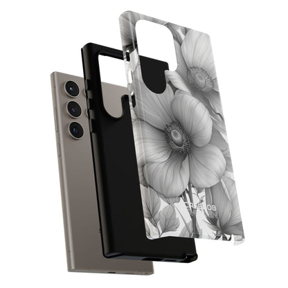 Grayscale Floral Harmony Samsung S24 - Tough