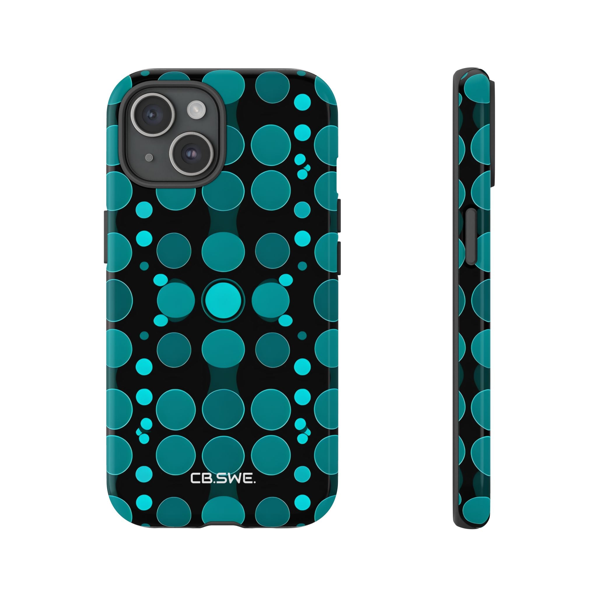 Modern Teal Aqua Circular Seamless iPhone 15 - Tough