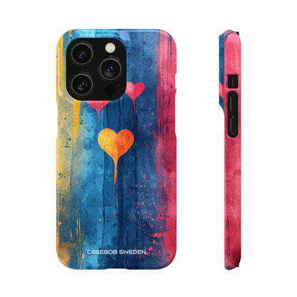 Hearts Watercolor Art - Slim iPhone 14 Phone Case