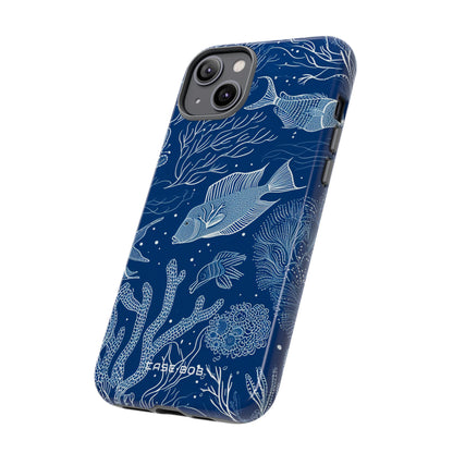Navy Scale Reef iPhone 14 Plus Case - Tough