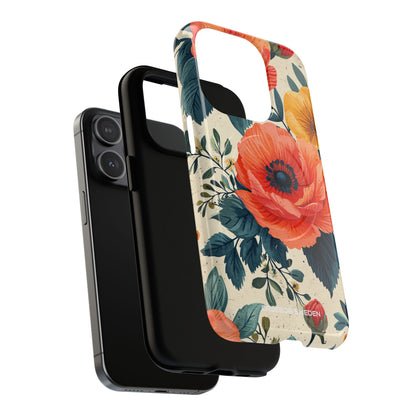 Vibrant Botanical Poppies - Tough + MagSafe® iPhone 15 Phone Case