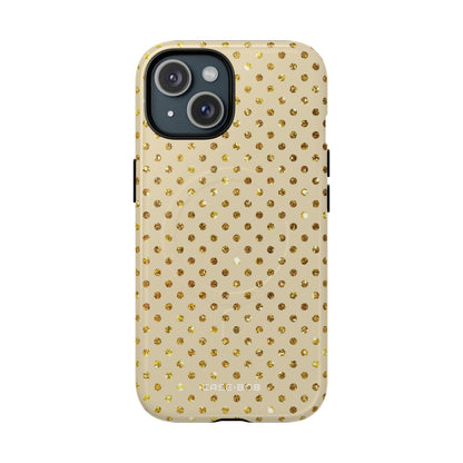 Gold Sparkle Grid iPhone 15 Case - Tough+