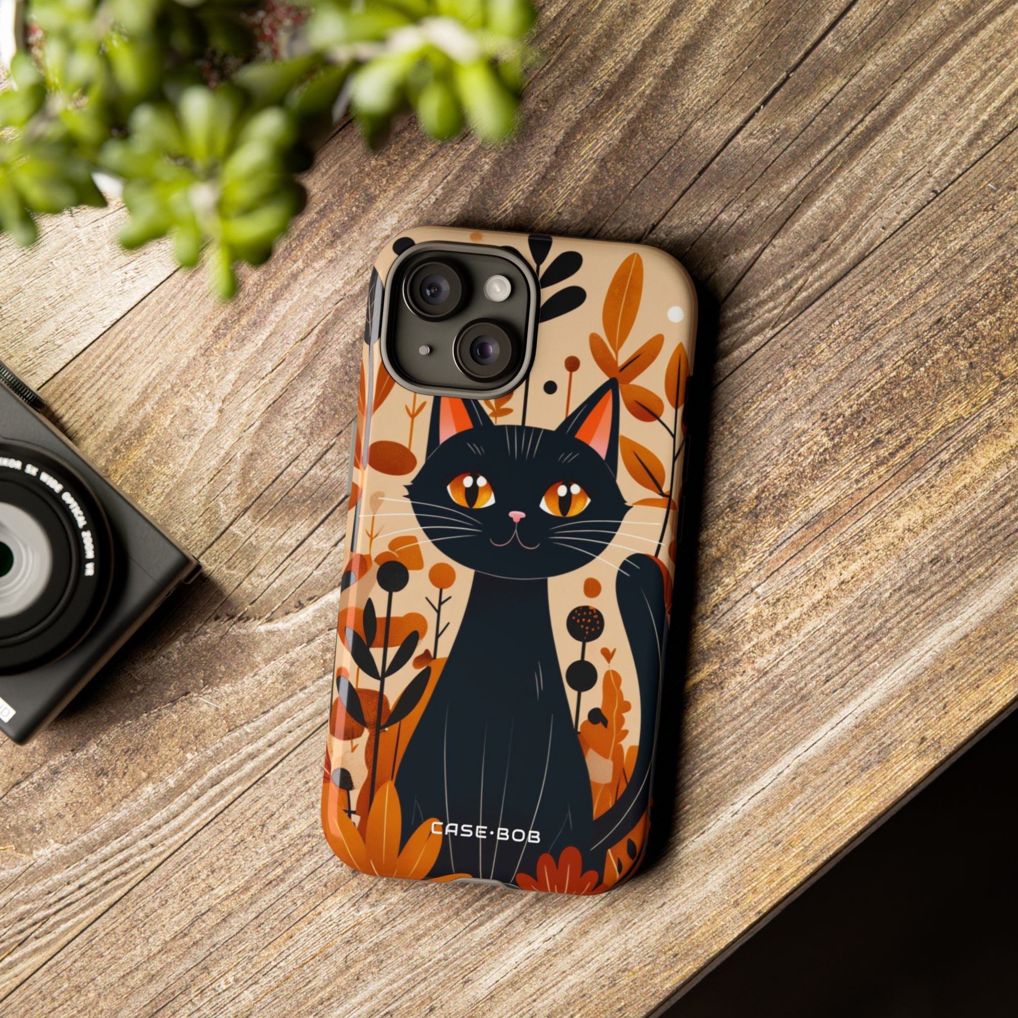 Black Cat Glow iPhone 15 Case - Tough