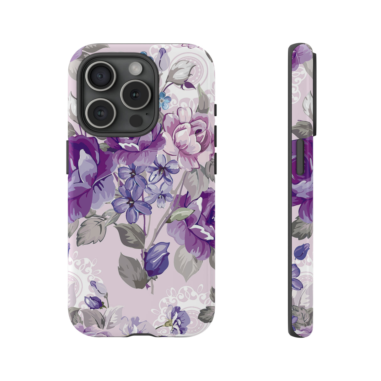 Beautiful vintage purple flower iPhone case (Protective) - Protective Phone Case