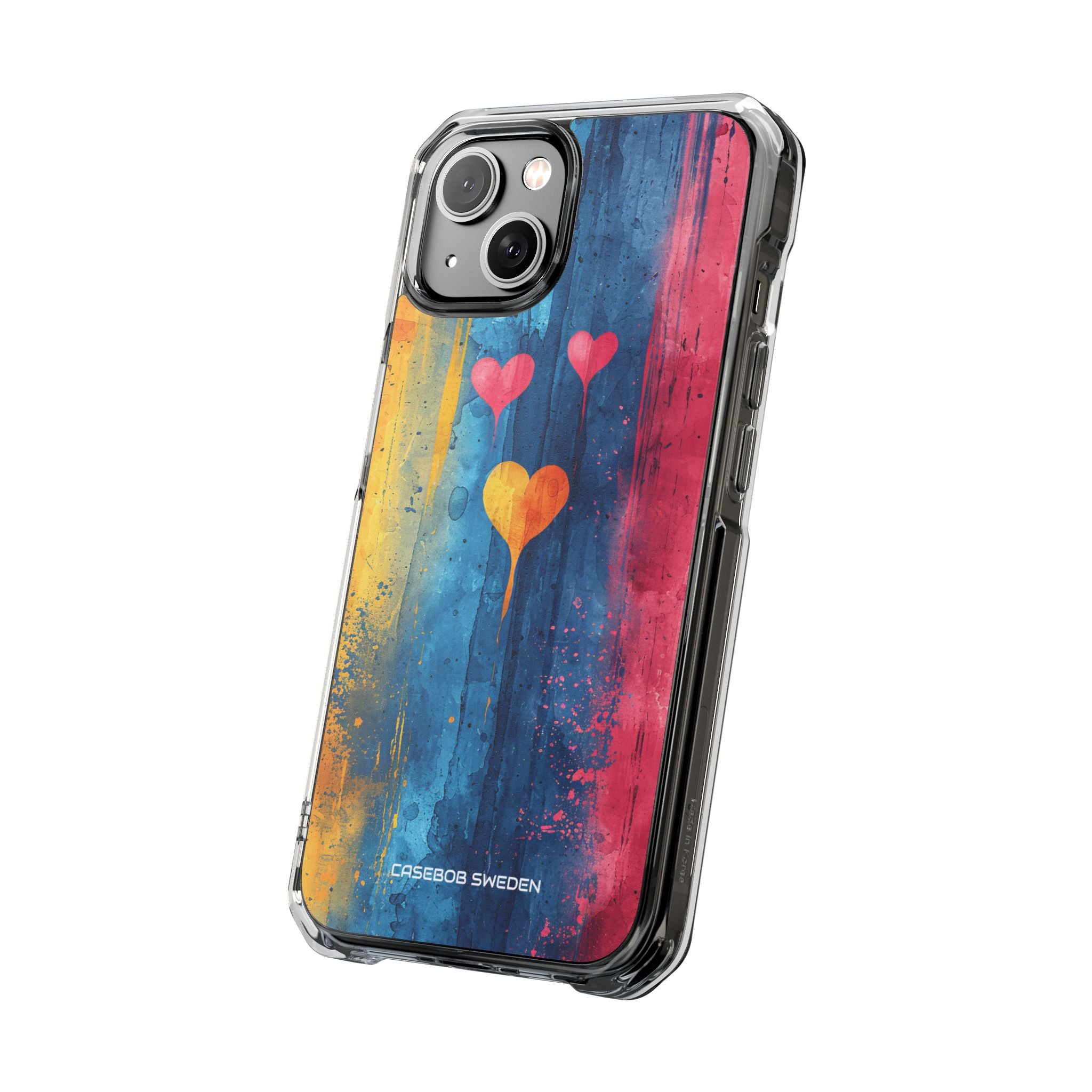 Hearts Watercolor Art - Clear Impact iPhone 14 Phone Case