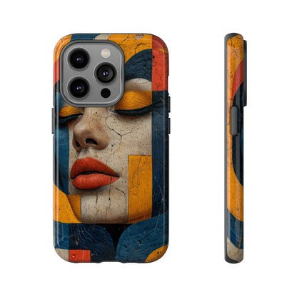 Blue Lady's Geometric Elegance - Protective Phone Case