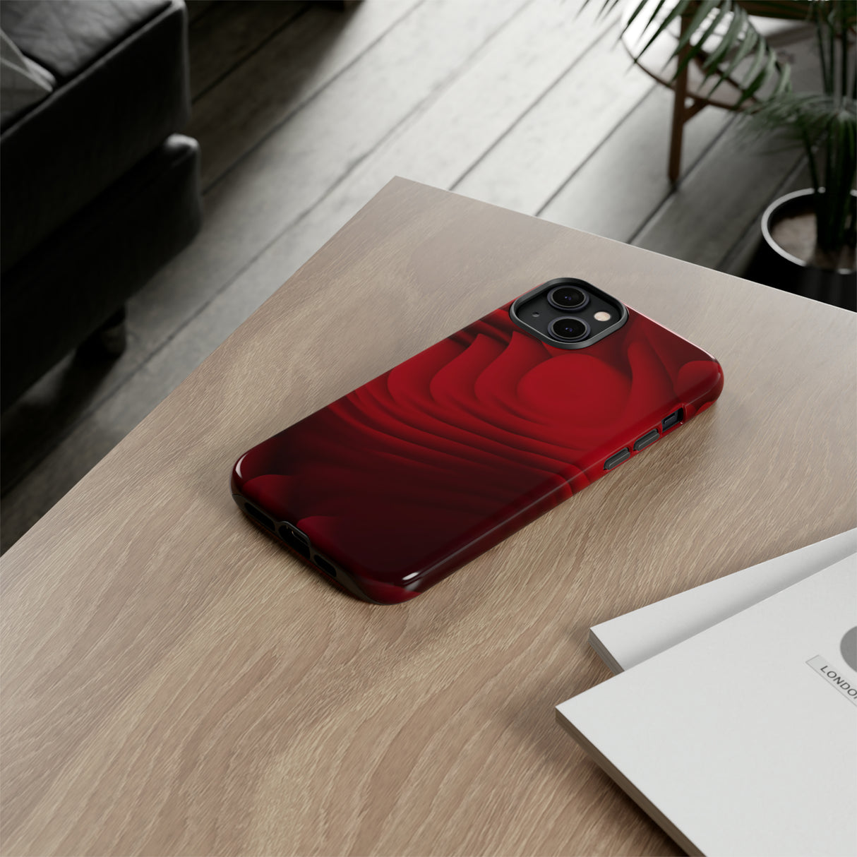 Red Center Waves - Protective Phone Case