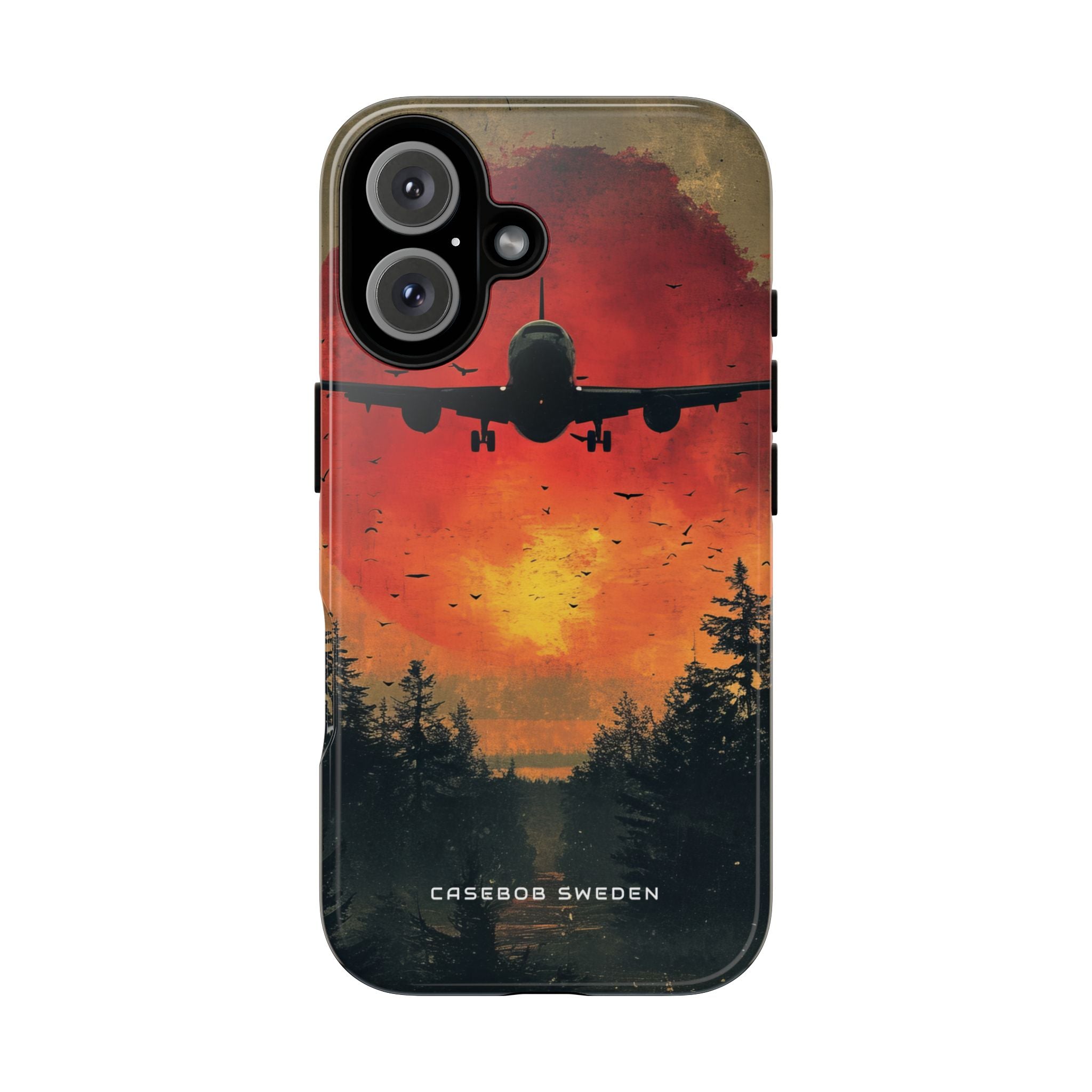 Vintage Sunset Airplane Silhouette iPhone 16 - Tough Phone Case