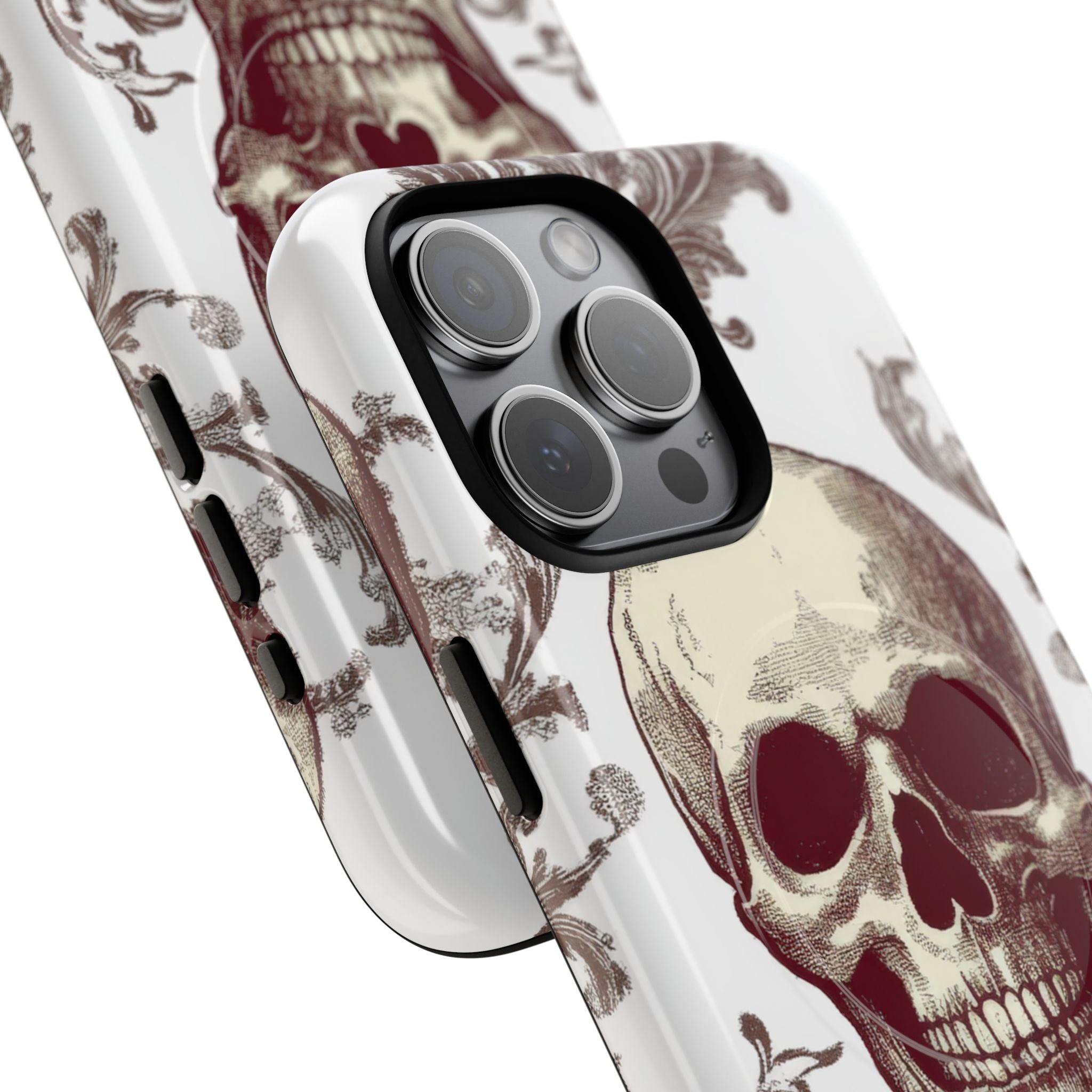 Gothic Skulls and Ornate Foliage iPhone 15 | Tough+ Phone Case