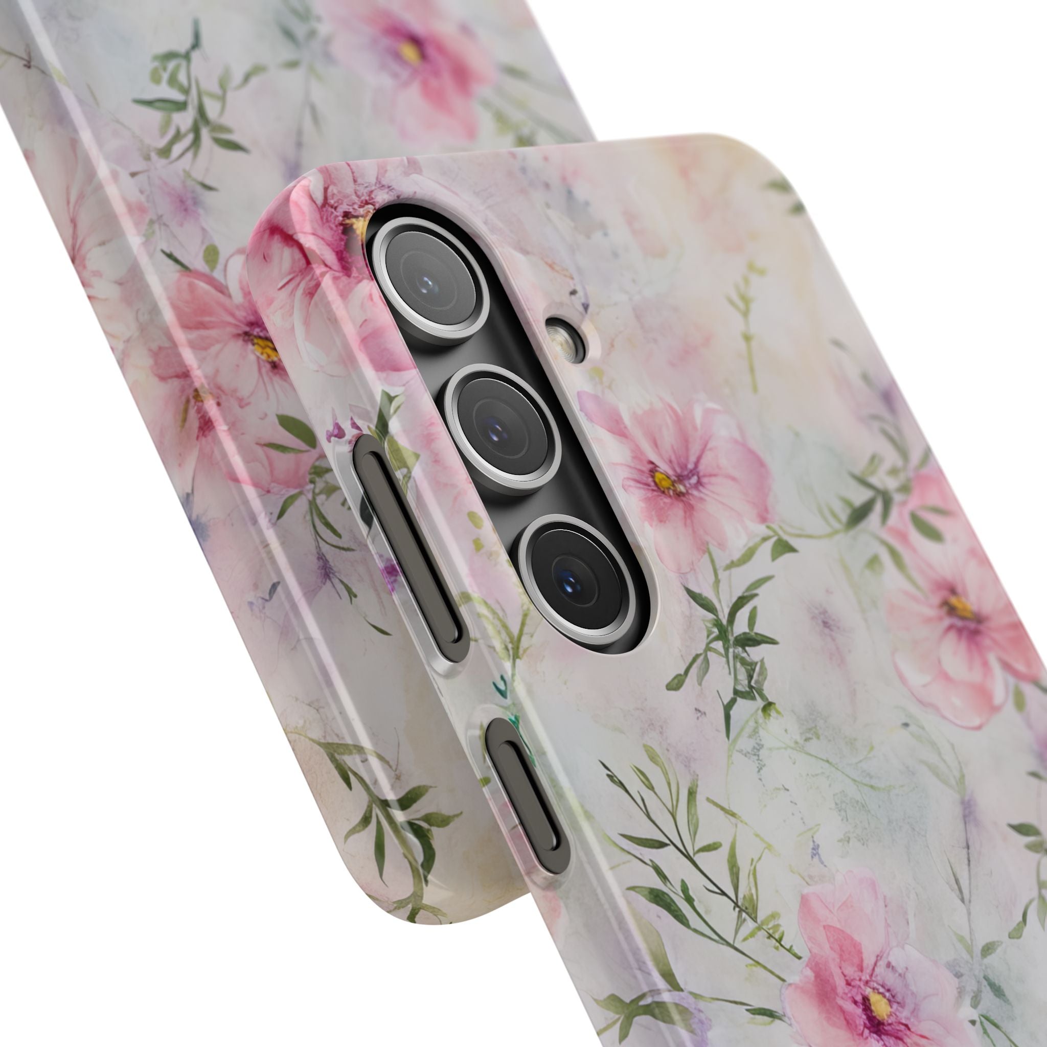 Pink Floral Watercolor Decor - Slim Samsung S24 Phone Case