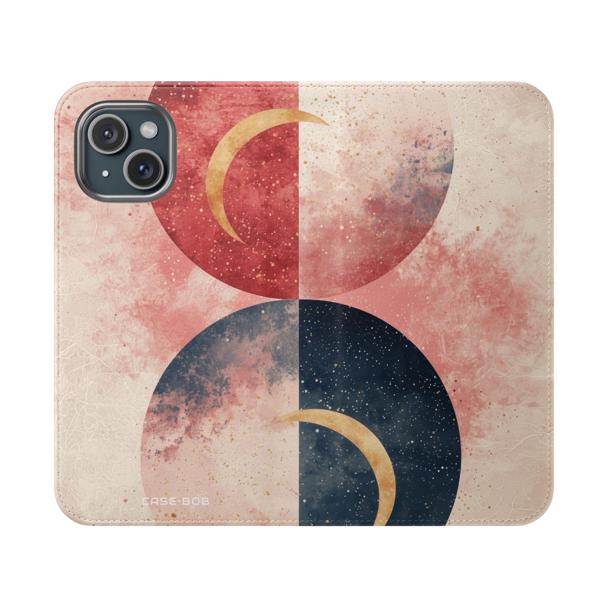 Golden Crescents Crimson - iPhone 15 Case - Wallet