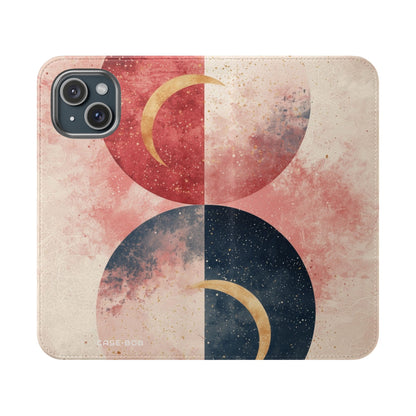 Golden Crescents Crimson - iPhone 15 Case - Wallet