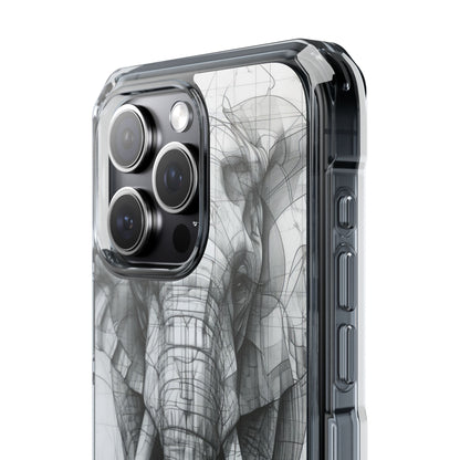 Elephant Line Geometry iPhone 15 - Clear Impact Phone Case