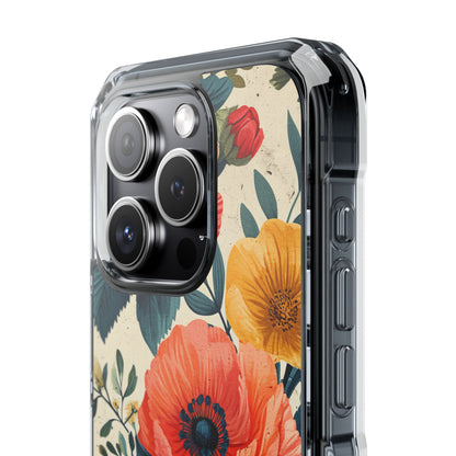 Vibrant Botanical Poppies - Clear Impact iPhone 15 Phone Case