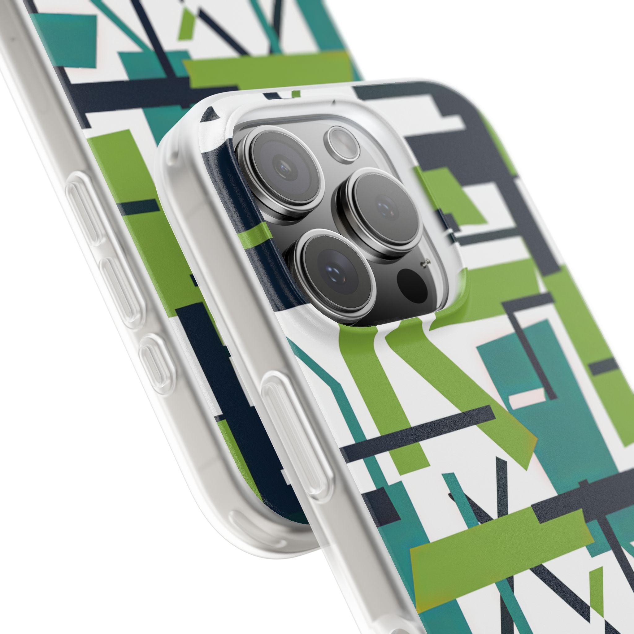 Green Geometry Glide iPhone 16 - Flexi Phone Case