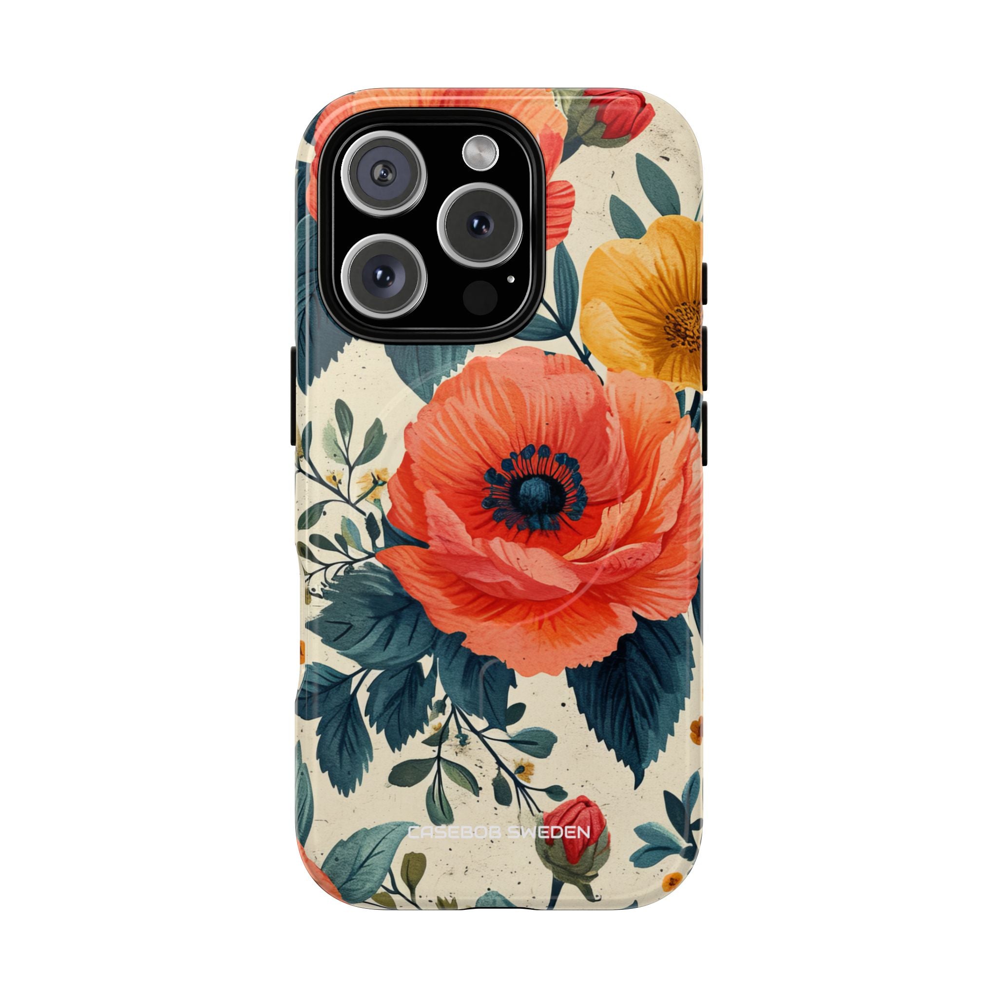 Vibrant Botanical Poppies - Tough+ iPhone 16 Phone Case