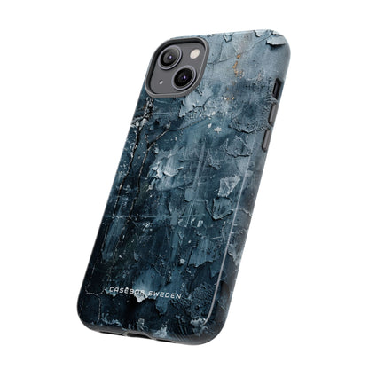 Weathered Blue Tapestry with Cracked Layers iPhone 14 - Tough Phone Case