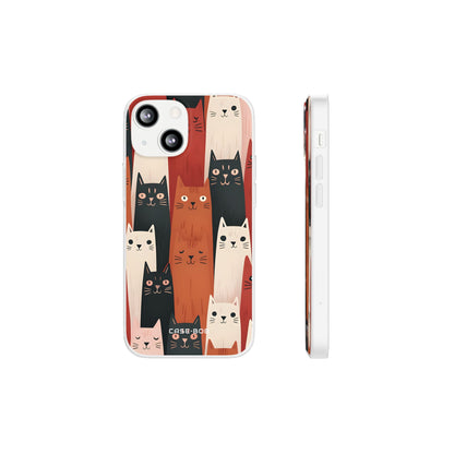 Elongated Cats Black iPhone 13 mini Case - Soft