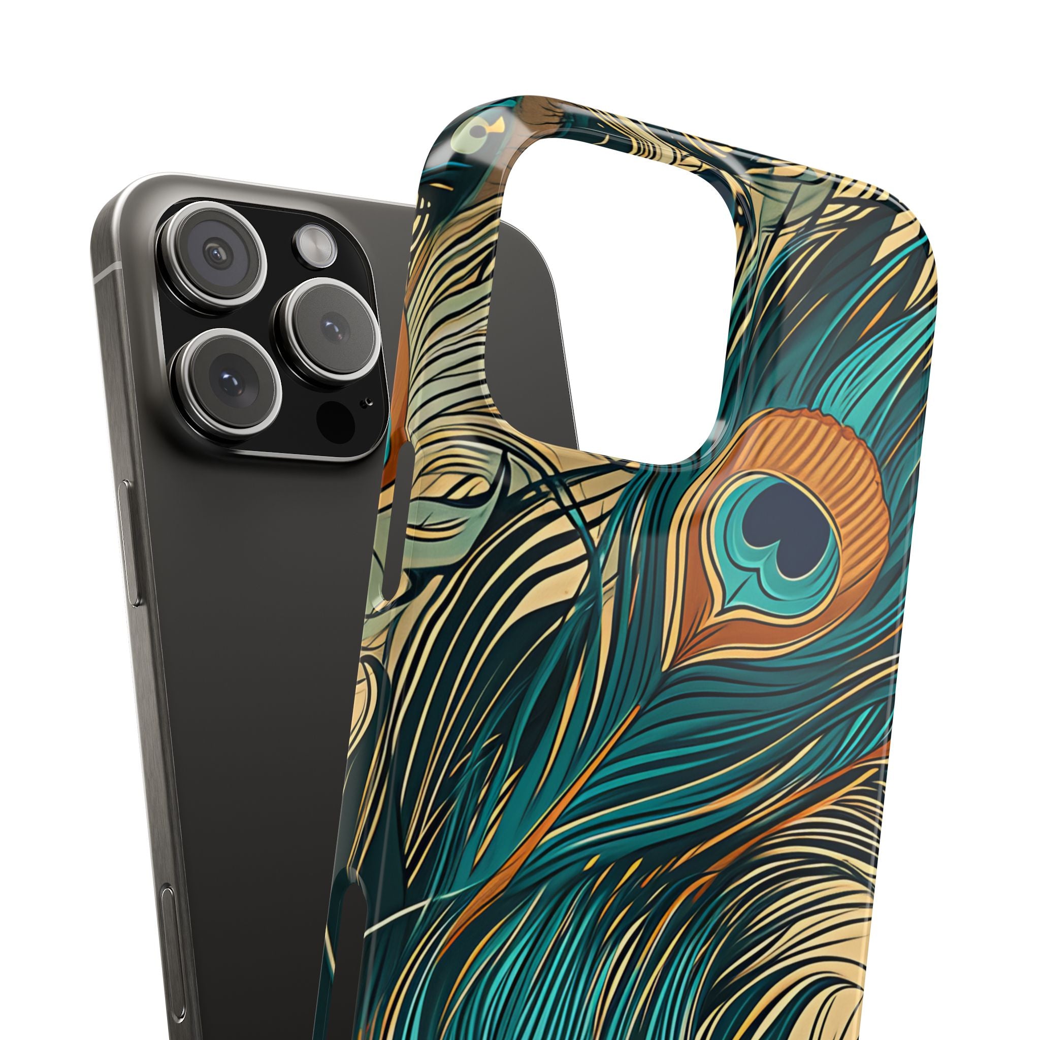 Jugendstil Pfau Eleganz iPhone 16 - Schlanke Handyhülle